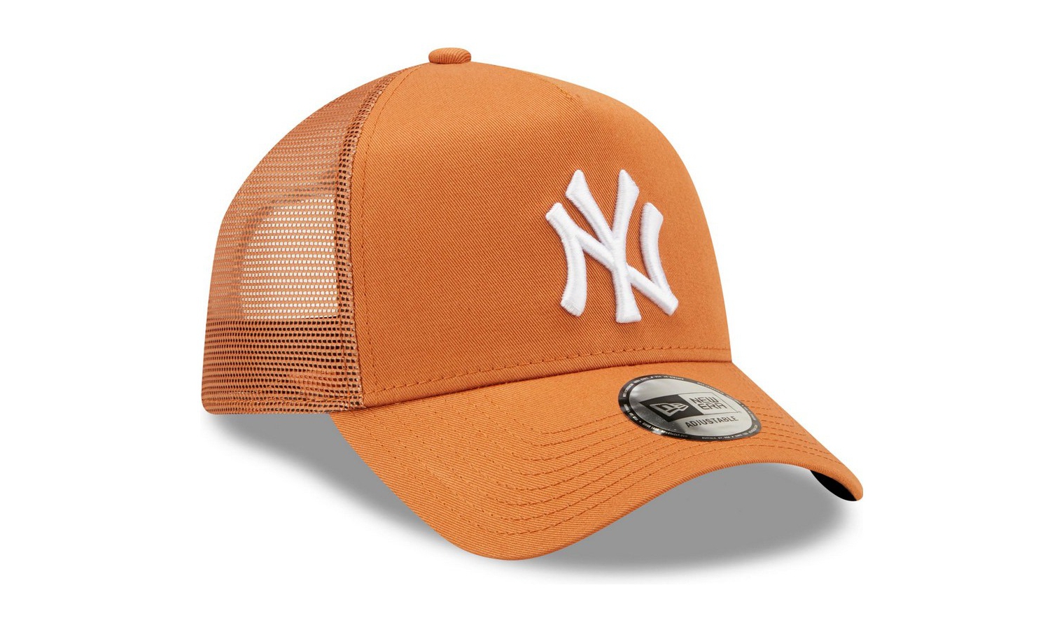 Shop New Era MLB NY Yankees Mesh Trucker Cap in Orange