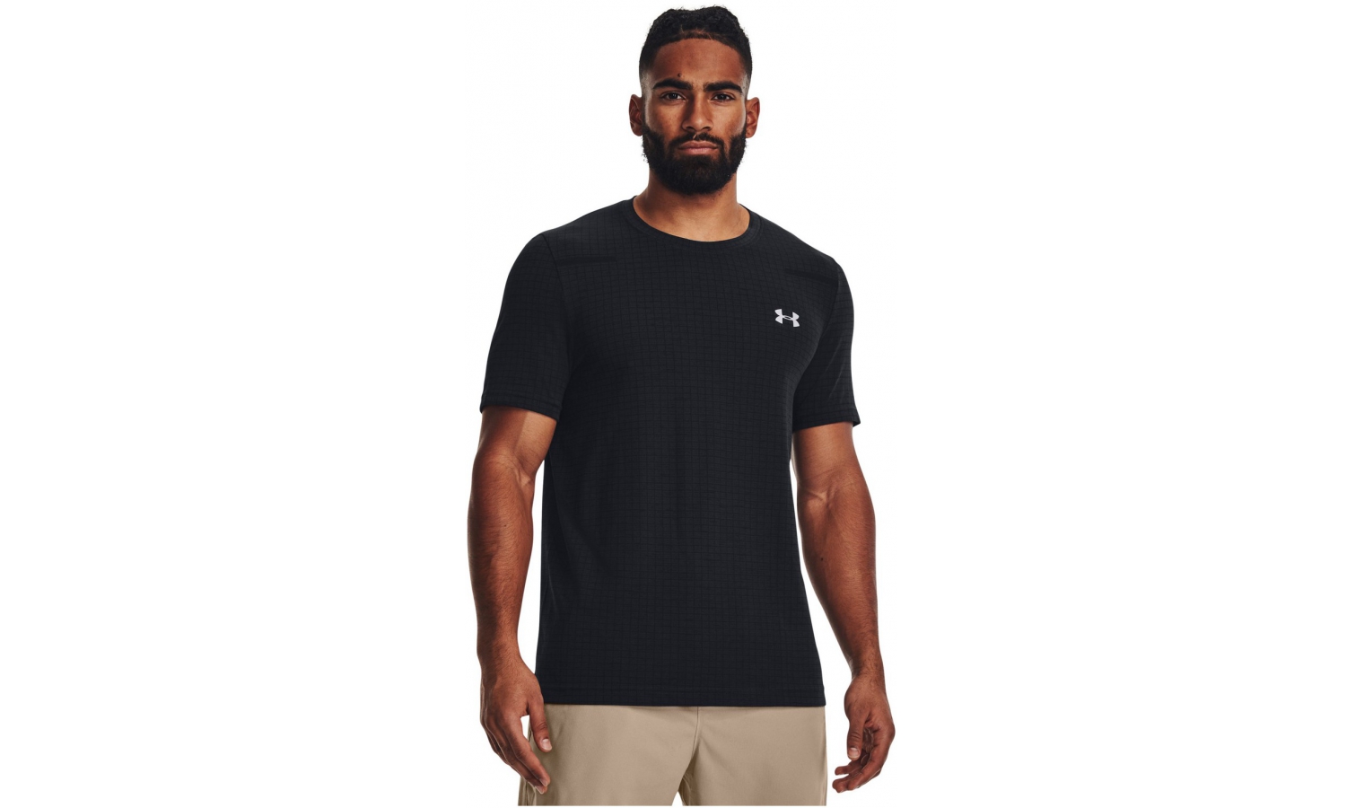 Mens functional short sleeve shirt Under Armour SEAMLESS GRID SS black ...